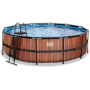 Piscine tubulaire ronde EXIT Wood ø488x122cm avec pompe filtrante - Ma...