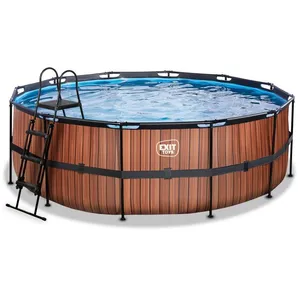 Piscine avec pompe filtrante à sable enfant Exit Toys Wood 427 x 122 c... pas cher