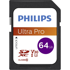 Carte SDXC Philips 64 Go Classe 10, UHS-I U3, 4K