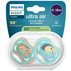 Avent Sucette Ultra Air jour 6-18M Mix Imprimé Fun x2, sans BPAVendu paratida-sante-discount-fr