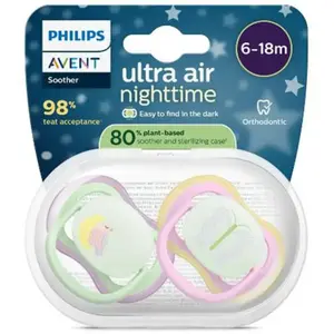Comparateur de prix : Avent Sucettes Ultra Air nuit 6-18 M Pastelle x2, sans BPA