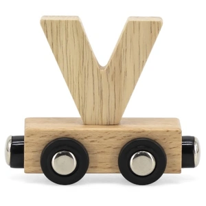 Tryco Houten Naturel Lettertrein Letter V - Letterwagon voor Woorden e...