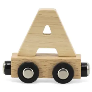 Tryco Houten Naturel Lettertrein Letter A - Letterwagon voor Woorden en Naamtreinen - Stimuleert Creativiteit en Motoriek - Vanaf 3 Jaar pas cher