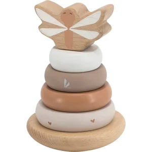 Label Label - Houten Tuimelring Piramide - Nougat - FSC Hout - 6 Onderdelen - Stimuleert Motorische Ontwikkeling - Geschikt voor Kindjes vanaf 12 Maanden