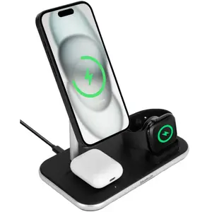 BlueBuilt 3-en-1 Chargeur Sans Fil avec Qi2 15 W Noir pas cher