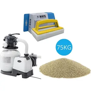 Intex - Zandfilterpomp 7900 L/u & Filterzand 75 kg & WAYS Scrubborstel