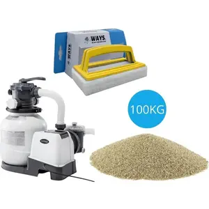 Intex - Zandfilterpomp 7900 L/u & Filterzand 100 kg & WAYS Scrubborste...
