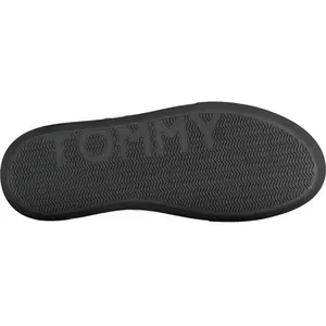 Tommy Hilfiger Essential Leather Cupsole Fm0fm04921 Baskets pour homme, Noir Triple Noir, 45 EU