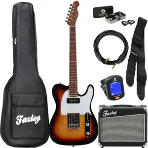 Comparateur de prix : Fazley Sunset Series Tempest 90 3-Color Sunburst elektrische gitaar starterset