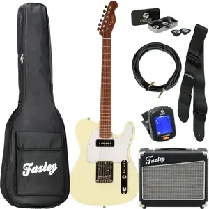 Comparateur de prix : Fazley Sunset Series Tempest 90 Olympic White elektrische gitaar start...