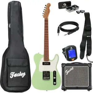 Comparateur de prix : Fazley Sunset Series Tempest 90 Surf Green elektrische gitaar starters...
