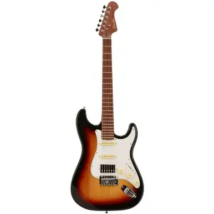 Fazley Sunset Series Dawn HSS 3-Color Sunburst elektrische gitaar met gigbag