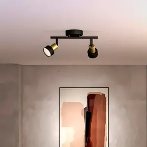 Philips Conduit Spot - Plafondspot met twee lichtpunten - Zwart met goud design - GU10 LED fitting pas cher