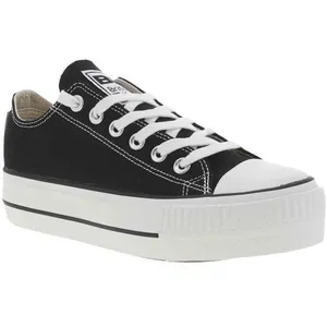 Baskets basses femme - BK - Noir - Lacets - Plat - Adulte pas cher
