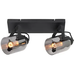 Freelight Spot Fumoso Zwart met Smoke Glas 2 Lichts pas cher