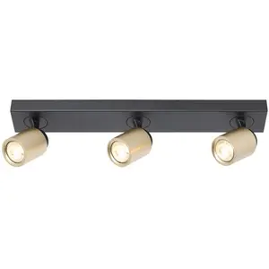Freelight - Spot Razza 3 lichts L 54 cm GU10 zwart goudVendu parbol