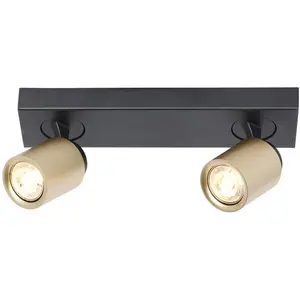 Freelight Spot Razza Mat Zwart Goud 2 lichts GU10 Balk