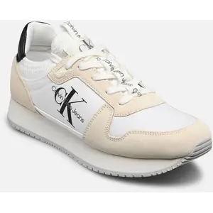 Calvin Klein, Femmes, Baskets, Runner Sock Laceup Ny-Lth Wn, Blanc, Noir, (39)