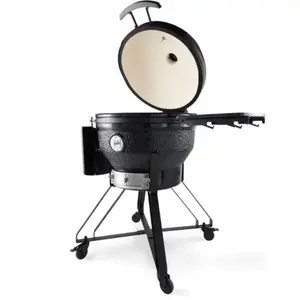 MAXIMA.COM Maxima Premium Kamado BBQ 26 inch Ø 66 cm - Houtskoolbarbecue - Grillen, Roken, Bakken, Stomen - Kooktoestel - Egg Barbecue Zwart