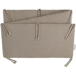 Baby's Only Gebreide bedbumper Grace - Bedomrander - Bedomranding baby met visgraatpatroon - Boxbumper - Parkomrander uit katoen en acryl - Beige - 180x30 cm pas cher