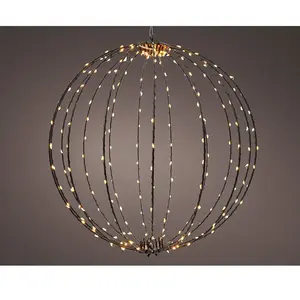 Décoration led à suspension boule, avec cadre en métal noir, ø38cm. Lumineo pas cher