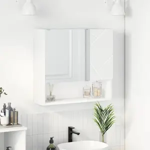 vidaXL Armoire Miroir Blanc 59 x 17 x 55 cm Bois d'ingénierie pas cher