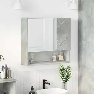 vidaXL Armoire Miroir Gris béton 59 x 17 x 55 cm Bois d'ingénierie pas cher