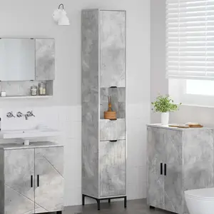 vidaXL Meuble de salle de bain haut Gris béton 31.5 x 33 x 190 cm pas cher