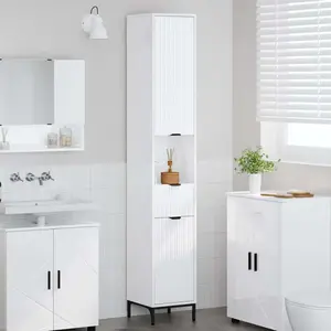vidaXL Meuble de salle de bain haut Blanc brillant 31.5 x 33 x 190 cm pas cher