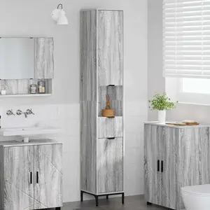 vidaXL Meuble de salle de bain haut Sonoma gris 31.5 x 33 x 190 cm pas cher