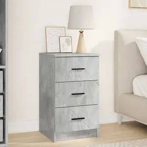 vidaXL Cabinet de chevet Gris béton 38 x 38 x 66 cm Bois d'ingénierie pas cher