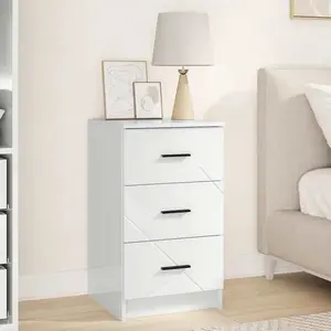 vidaXL Cabinet de chevet avec tiroir Blanc brillant 38 x 38 x 66 cm pas cher