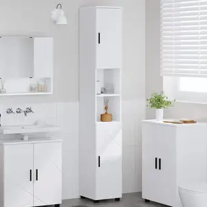 vidaXL Meuble de salle de bain haut avec porte Blanc 30 x 35 x 192 cm pas cher
