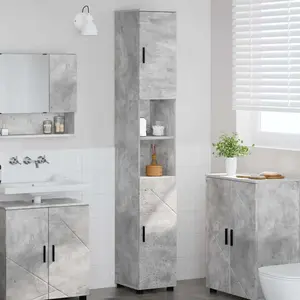 vidaXL Meuble de salle de bain haut Gris béton 30 x 35 x 192 cm pas cher