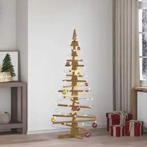 vidaXL Arbre de Noël en bois Marron 150 cm Bois massif en pin pas cher