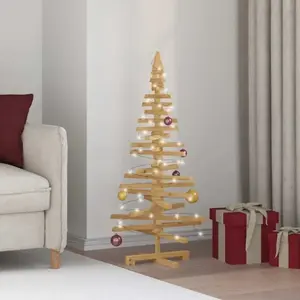 vidaXL Arbre de Noël en bois Marron 120 cm Bois massif en pin pas cher