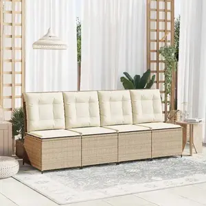 vidaXL Canapé de jardin avec coussin Beige Poly rotin pas cher