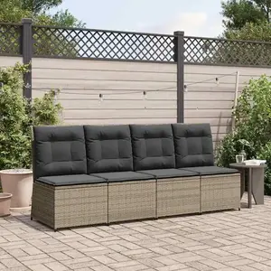 Comparateur de prix : vidaXL Canapé de jardin avec coussin Gris Poly rotin
