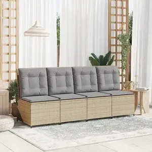 vidaXL Canapé de jardin avec coussin Beige Poly rotin