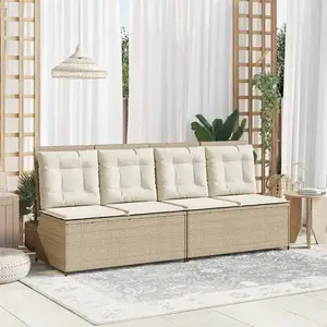 vidaXL Banc de jardin avec coussin Beige Poly rotin pas cher