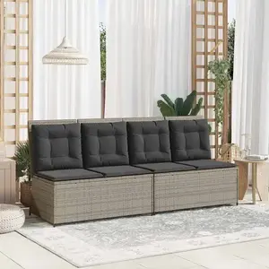 vidaXL Banc de jardin avec coussin Gris clair Poly rotin pas cher