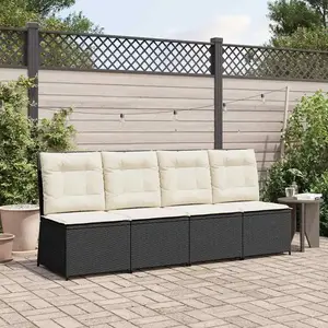 vidaXL Canapé de jardin avec coussin Noir Poly rotin pas cher