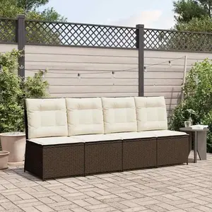 vidaXL Canapé de jardin avec coussin Marron Poly rotin pas cher