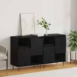 vidaXL Buffets 2 pcs Chêne noir 120 x 35 x 70 cm Bois d'ingénierie pas cher