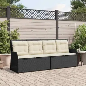 vidaXL Banc de jardin avec coussin Noir Poly rotin pas cher