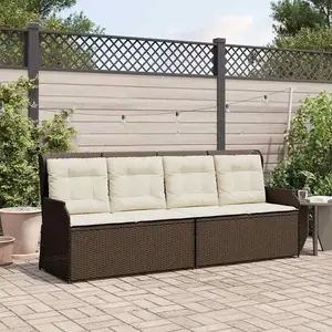 vidaXL Banc de jardin avec coussin Marron Poly rotin pas cher