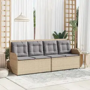 vidaXL Banc de jardin avec coussin Beige Poly rotin pas cher