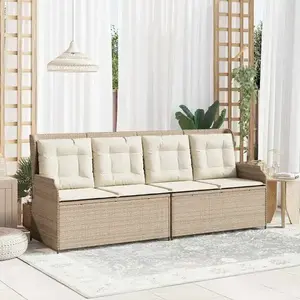 vidaXL Banc de jardin avec coussin Beige Poly rotin pas cher