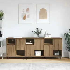 vidaXL Buffets 3 pcs chêne artisanal 180 x 35 x 70 cm pas cher
