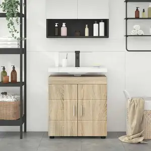 vidaXL Armoire de lavabo de salle de bain Chêne sonoma 60 x 34 x 63 cm pas cher